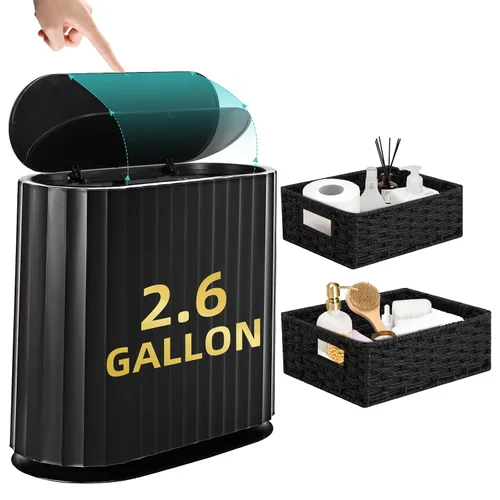 Vista 8 de XLHOMO Cubo de basura pequeño para baño con tapa de cierre suave, cubo de basura de acero inoxidable de 1.8 galones con cubo interior extraíble, 80