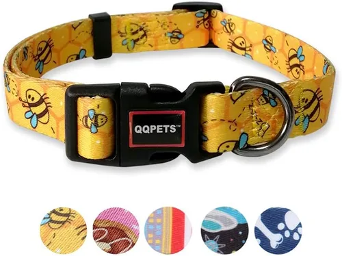 Vista 14 de Collar de perro suave ajustable: estampado de flores rosadas, multicolor, lindos patrones para mascotas, talla XS, pequeña, mediana y grande