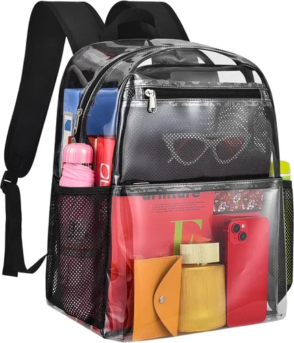 Vista 8 de Paxiland Mochila transparente resistente, 16 x 13 x 7 pulgadas, bolsa