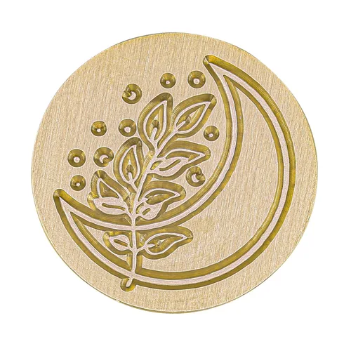 Vista 4 de Yoption Sello de sello de cera de hoja con luna, sello botánico vintage para invitaciones de boda, sobres de embalaje de regalo Una luna con hoja