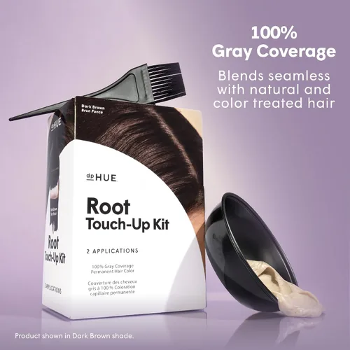 Vista 3 de dpHUE Kit de retoque de raíces, marrón medio - Tinte permanente para el cabello para cobertura de canas - Incluye dos aplicaciones - Sin parabenos