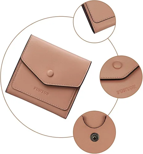 Vista 3 de FT FUNTOR - Cartera de piel pequeña para mujer, monedero de bloqueo RFID para mujer