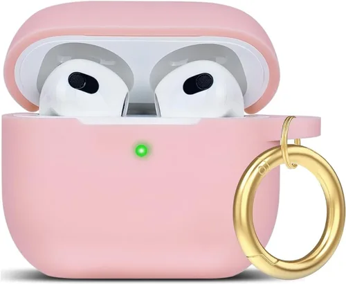 Vista 94 de Compatible con funda AirPods Pro 2019, Gawnock Funda de silicona suave y flexible para funda AirPods Pro para mujeres y niñas con llavero (Caqui)