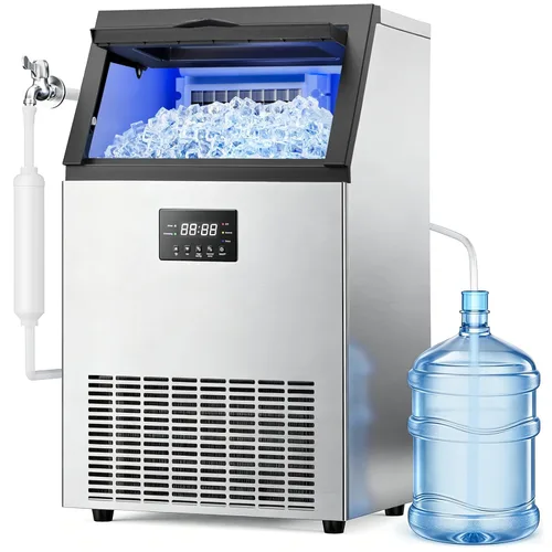 Vista 11 de Mojgar Máquina comercial para hacer hielo, 100 libras/24 horas con almacenamiento de hielo de 33 libras, máquina de hielo debajo de la encimera