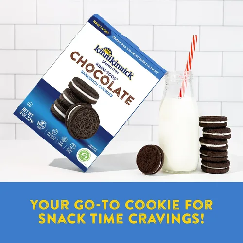 Vista 6 de Kinnikinnick, KinniTOOS Galletas de crema sándwich, chocolate, 8 onzas Galletas de chocolate con centro cremoso de vainilla, aptas para alérgicos