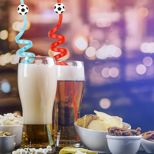 Vista 5 de 24 popotes de fiesta de fútbol para recuerdos de fiesta de fútbol, decoraciones de fiesta temática de pelota de fútbol, popotes temáticos de fútbol