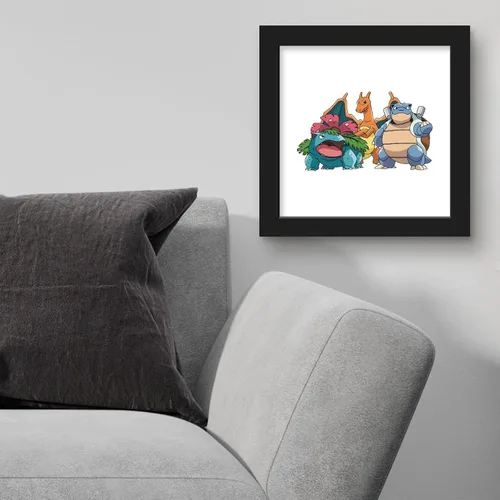Vista 4 de Gallery Pops Pokemon - Blastoise, Charizard, arte de pared Venusaur, versión enmarcada negra, 12 x 12 pulgadas