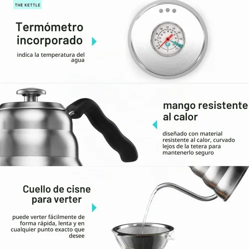 Vista 4 de Juego de cafetera vertida, el kit incluye hervidor de cuello de cisne de 40 onzas con termómetro, molinillo de café y cafetera de goteo de café