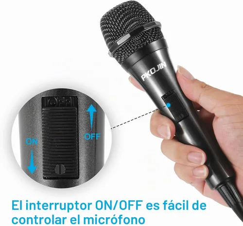 Vista 3 de Micrófono de karaoke dinámico para cantar, micrófono vocal con cable para karaoke, micrófono de mano con cable de 10 pies, micrófonos para altavoz