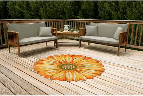 Vista 46 de Liora Manne Mum Aqua - Alfombra para interior/exterior, 3 pies, redonda