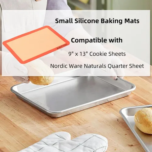 Vista 3 de AMYONE Alfombrilla para hornear de silicona de un cuarto, 2 piezas de alfombrillas para hornear de silicona antiadherente, hoja para galletas