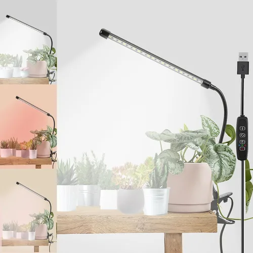 Vista 13 de Luces de Cultivo para Plantas de Interior 20 LED, Luces de Cultivo de Plantas de Interior de Espectro Completo Auto Encendido Apagado