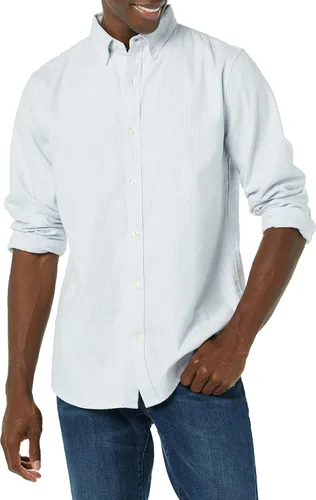 Vista 4 de Tienda Essentials Camisa Oxford elástica de manga larga ajustada para hombre con bolsillo