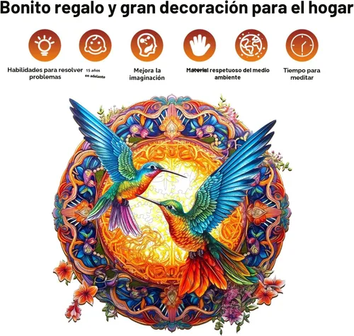 Vista 7 de Jigfoxy Rompecabezas de madera para adultos, rompecabezas de madera de colibrí, rompecabezas únicos con forma de animal, regalos de Navidad