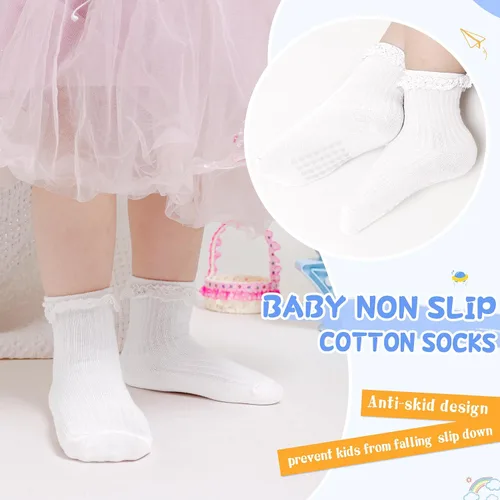 Vista 3 de SeeyAN Calcetines antideslizantes para bebés, niños y niñas, de algodón, antideslizantes, 5 pares