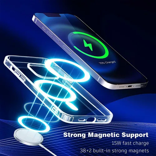 Vista 2 de Funda personalizada para iPhone 17 Air 16 16e 15 14 13 Pro Max Plus Mini con Magsafe [imanes fuertes] [No amarillento] Funda magnética personalizada