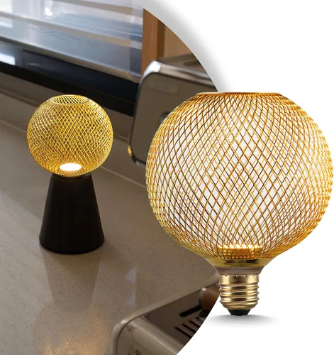 Vista 15 de Bombilla Edison regulable E26 Vintage Round LED Light Low Lumen Ámbar G80