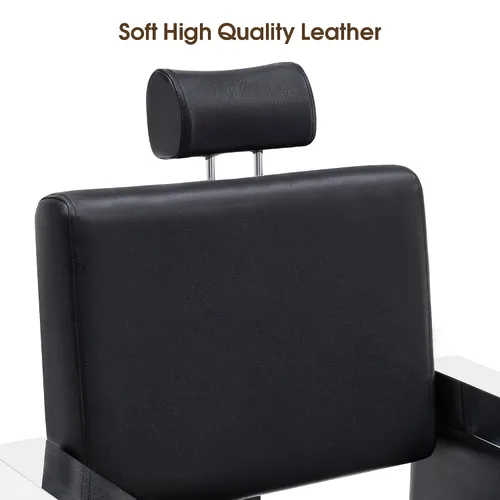 Vista 4 de BarberPub Clásico Recline Silla de peluquero hidráulica Salón Spa Silla de peluquería Equipo de belleza de peluquería 3018 (negro)