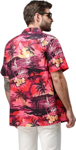 Vista 3 de MRIGNT Men's Hawaiian Shirt Short Sleeves Printed Button Down Summer Beach Shirts