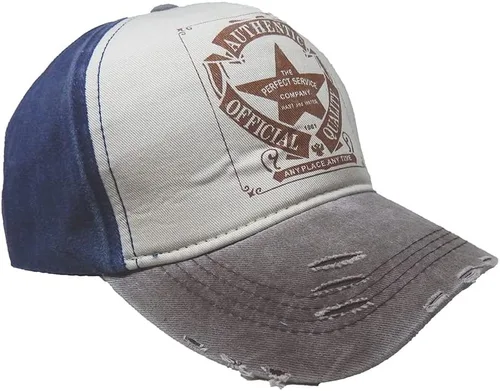 Vista 4 de Gorra de béisbol vintage con remaches de moda con letras cruzadas de algodón de mezclilla con borde deshilachado, sombrero de sol ajustable unisex