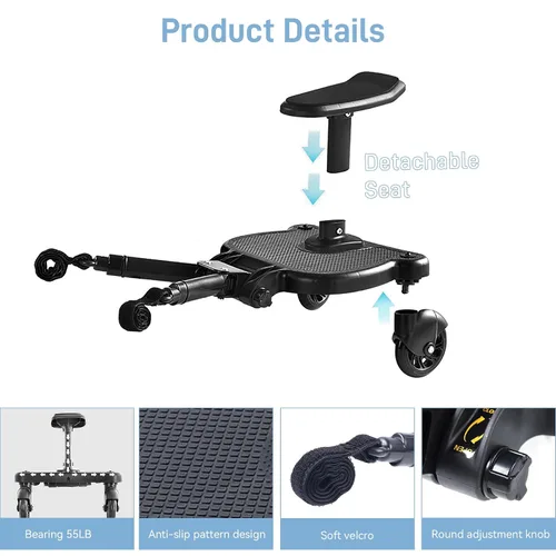 Vista 2 de Tabla universal para cochecito, tabla planeadora para cochecito con asiento desmontable, tabla para cochecito, tabla para cochecito, conector