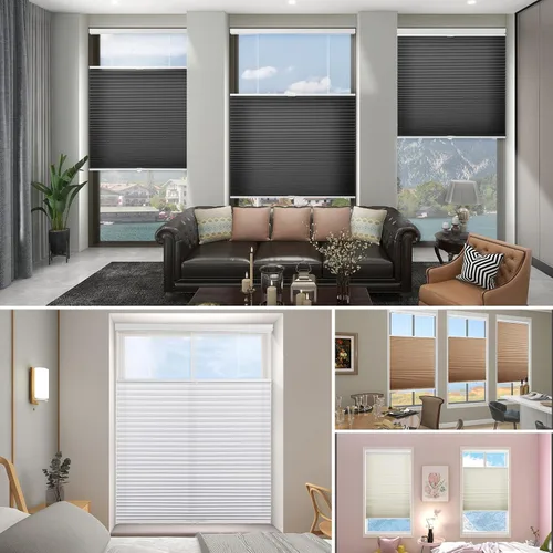 Vista 7 de Persianas celulares sin cordones con filtro de luz personalizado, persianas para oscurecer la habitación, 17 pulgadas de ancho x 36 pulgadas de Beige