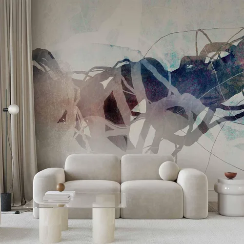 Vista 2 de artgeist Mural abstracto de 77 x 55 pulgadas, papel tapiz autoadhesivo removible de gran tamaño para decoración de pared, diseño de líneas murales