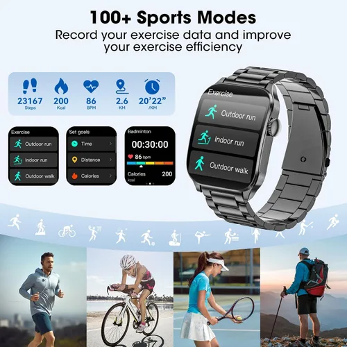 Vista 4 de Curve - Reloj inteligente militar para hombre (respuesta/hacer llamadas), reloj inteligente AMOLED de 1.93 pulgadas con monitor de frecuencia