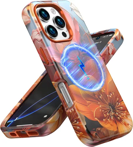 Vista 17 de Magsafe - Funda protectora para iPhone 13/14, a prueba de golpes, a prueba de caídas, funda inalámbrica para parachoques, protección híbrida Flor