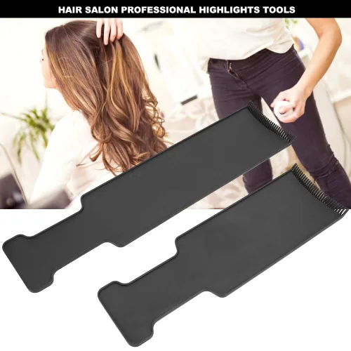 Vista 8 de Plplaaoo Tabla de balayage con dientes, 2 piezas de tablero de reflejos para teñir y colorear, tablero de aluminio negro para teñir el cabello