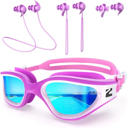 Vista 13 de ZIONOR G1 Lite - Gafas de natación polarizadas con 3 pares de tapones para los oídos, gafas de natación con protección UV antivaho para adultos