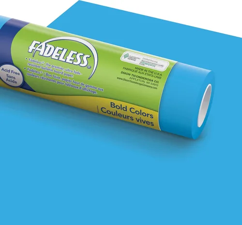Vista 5 de Fadeless Papel para Tablón de Anuncios, Papel Resistente a la Decoloración para Decoración de Aula, 48" x 50', Azure, 1 Rollo