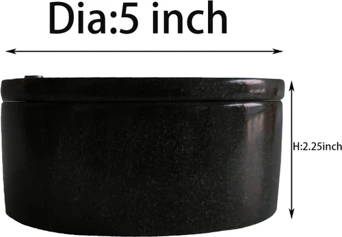 Vista 2 de Kerixi Bodega de sal de mármol y caja de almacenamiento con dos compartimentos, caja de sal con tapa giratoria para almacenar especias (negro)