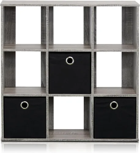 Vista 21 de Furinno PELLI - Estantería de 2 cubos con cubos abiertos y cerrados, armario organizador de almacenamiento de 2 x 1, 12.2 x 11.6 x 24.2, para sala