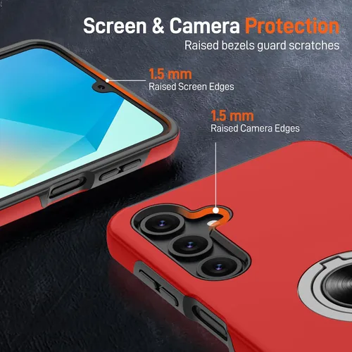 Vista 88 de Gritup - Funda para Galaxy A05S con protector de pantalla HD×2, funda protectora para teléfono a prueba de golpes con soporte magnético de anillo