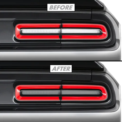 Vista 7 de SlickMod Tinte de humo de vinilo precortado para la luz trasera Dodge Challenger 2015-2022 (1. luz trasera, 20% humo oscuro)