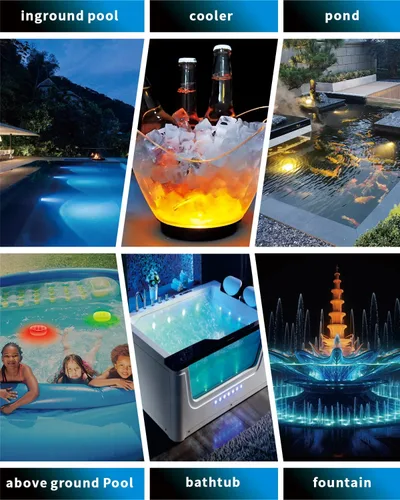 Vista 6 de Luces de piscina, luces LED sumergibles recargables actualizadas con control remoto, 16 colores IP68, luz subacuática impermeable para piscina