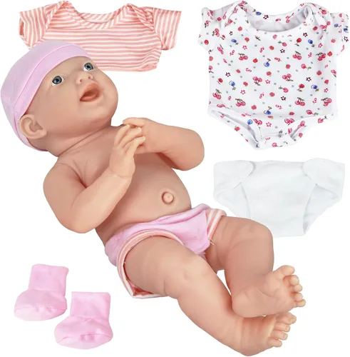 Vista 2 de Click N' Play Conjunto de ropa para muñecas y pañales para recién nacidos, 16 pulgadas