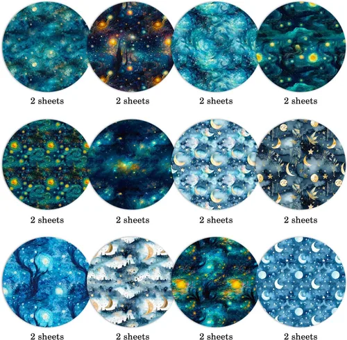 Vista 4 de Papel de álbum de recortes con patrón de galaxia, 11.8 x 11.8 in, paquete de cartulina especial para álbumes de recortes, blocs de papel