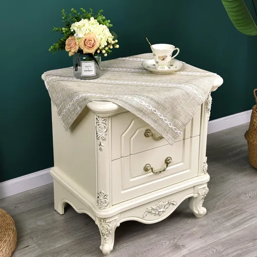 Vista 2 de NEWISHER Mantel cuadrado pequeño bordado rústico de 20 x 20 pulgadas, mantel de tela jacquard a rayas lavable para mesa de comedor para mesita
