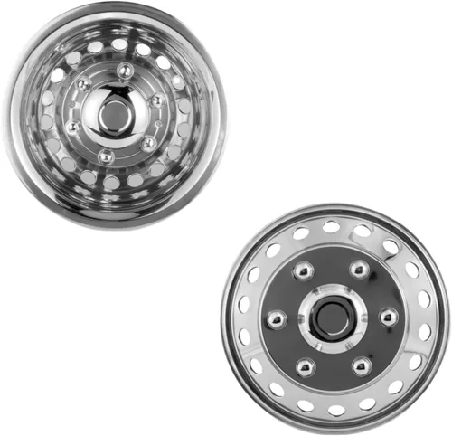 Vista 8 de Juego de simuladores de rueda de acero inoxidable pulido de 16 pulgadas para doble rueda, compatible con Dodge, Mercedes y Freightliner Sprinter Van