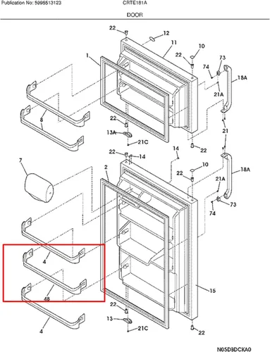 Vista 2 de Reemplazo de estante de puerta central para refrigerador Frigidaire FTMD18P4KW2 FFTR2021QS2 LFTR1814LWK FRT21C5AW6 FTMD18P4KW2 FFTR2021QW0
