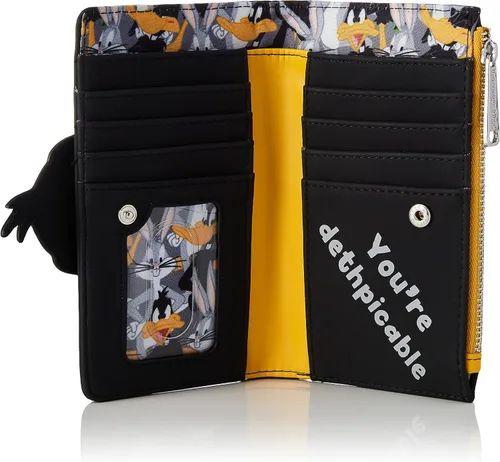 Vista 3 de Loungefly x Looney Tunes Daffy Duck - Cartera con solapa (negro, talla única), color negro