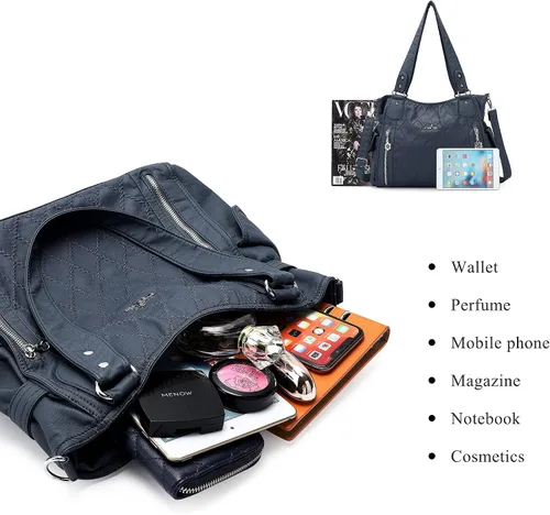 Vista 7 de Bolso de hombro para mujer, con asa superior, espacioso, casual, para mujer, de poliuretano