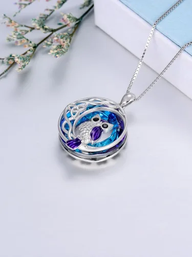 Vista 6 de WINNICACA Collares de plata de ley para mujeres y niñas, tulipanes, girasol, rosa, loto, margarita, colibrí, cardenal rojo, búho, joyería de regalo