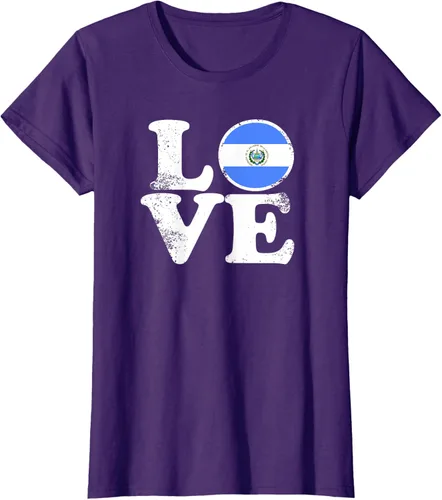 Vista 12 de Love El Salvador Flag tShirt Home Pride Distressed Tee T-Shirt
