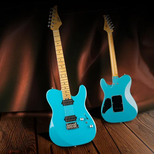 Vista 6 de EART TL-380 Guitarra eléctrica profesional para jugadores versátiles Cuello y diapasón de arce tostado, pastillas humbuckers con bobina dividida