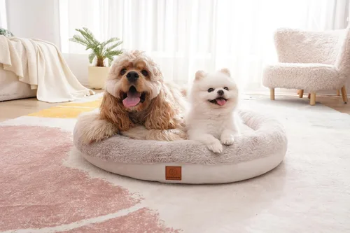 Vista 8 de Cama Redonda en Forma de Dona para Perros – Camas Ortopédicas de Lujo para Perros con Espuma Viscoelástica – Cama de Mascotas con Bulto Calmante