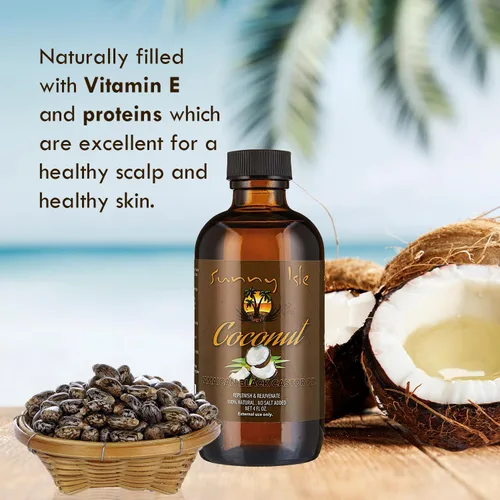 Vista 4 de Sunny Isle Aceite de Ricino Negro Jamaicano de Coco 4 oz