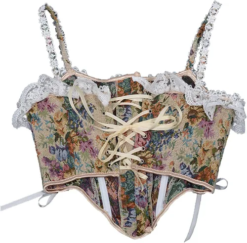 Vista 5 de Corsé con realce para mujer, estilo victoriano, cinturón steampunk, pirata, renacentista, corsé con correas